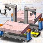 Single ground rail double positioner double C type cantilever gantry upside down welding robot